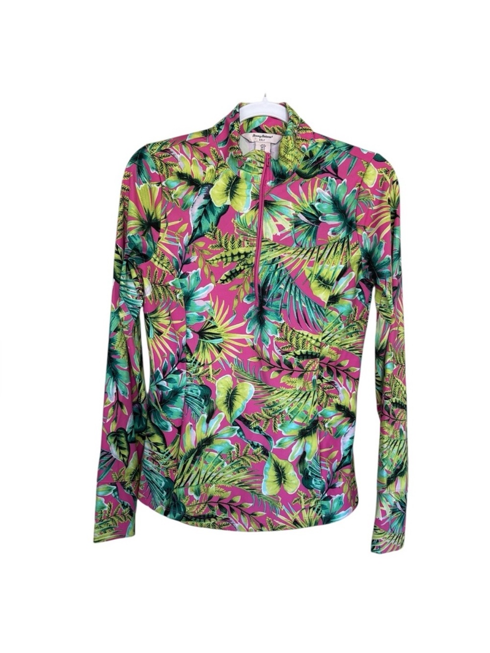 Tommy Bahama Tropical Floral
Print Golf Long Sleeve Zip Up Shirt Size S